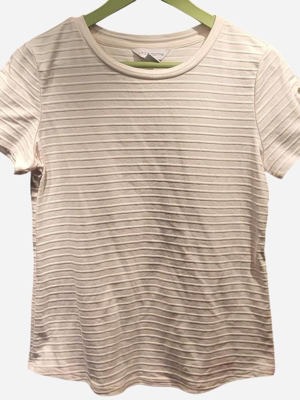 Liz Claiborne Cream Short Sleeve Ribbed Tee